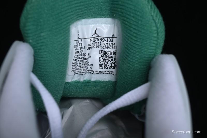 Nike Air Jordan 4 Remastered AJ4 Retro Sneakers in White Green with Gum Sole - FQ7939-103