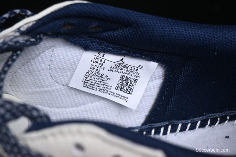 Nike Travis Scott x Fragment Design x Air Jordan 1 Low OG SP AJ1 Sneakers with Reverse Swoosh - SJ2068-134