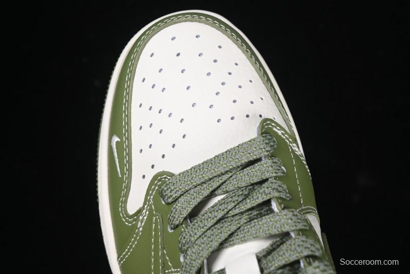 Nike Travis Scott x Fragment Design x Air Jordan 1 Low OG SP AJ1 Stussy Collaboration Bamboo Green Low-Top Casual Sneakers - BB1199-201