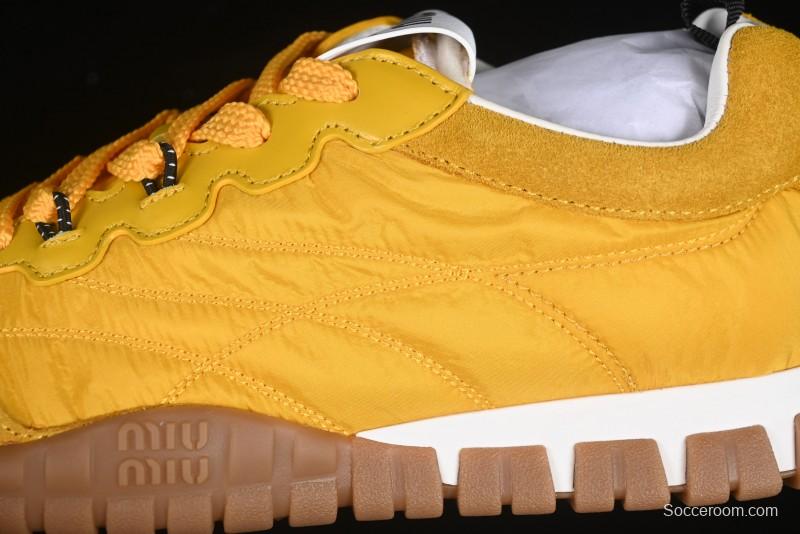 Miu Miu Suede Round Toe Lace-Up Women's Low-Top Casual Shoes - 99D4