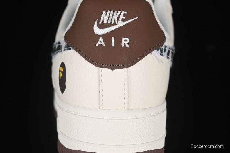 Nike Air Force 1 '07 Low Bape Camouflage Swoosh Beige Casual Sneakers - DF0188-030