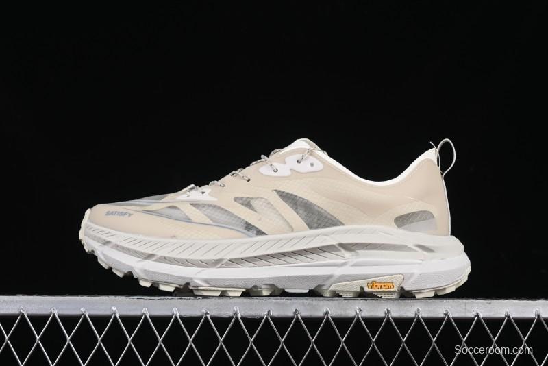 HOKA ONE ONE Satisfy Running Mafate Trail Low-Cut Cushioned Outdoor Hiking Shoes - 1157050 BONE