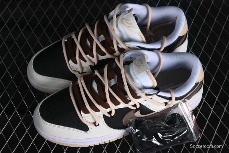Nike Dunk Low Chestnut Letter High Street Black Brown Deconstructed SB Strap Low Top Casual Skate Shoes - DV0831-003