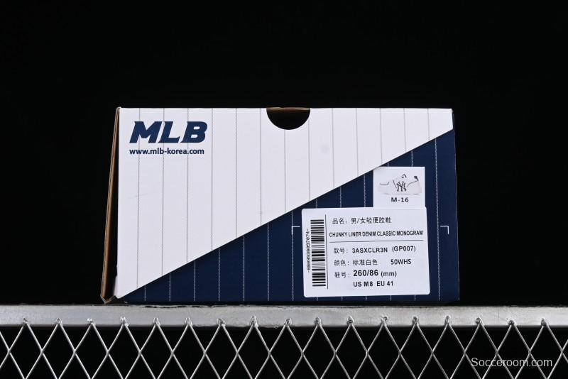 MLB Chunky Liner Basic New York Yankees Thick Sole Casual Sneakers with 6cm Height Increase - 3ASXCLR3N50WHS