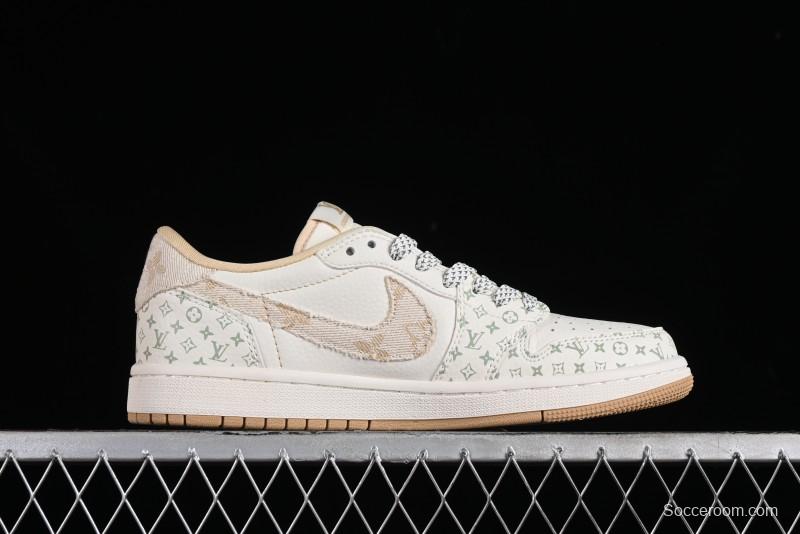 Nike Air Jordan 1 Low OG SP Travis Scott x Fragment Design Retro Sneakers with Reverse Swoosh - SJ2068-006