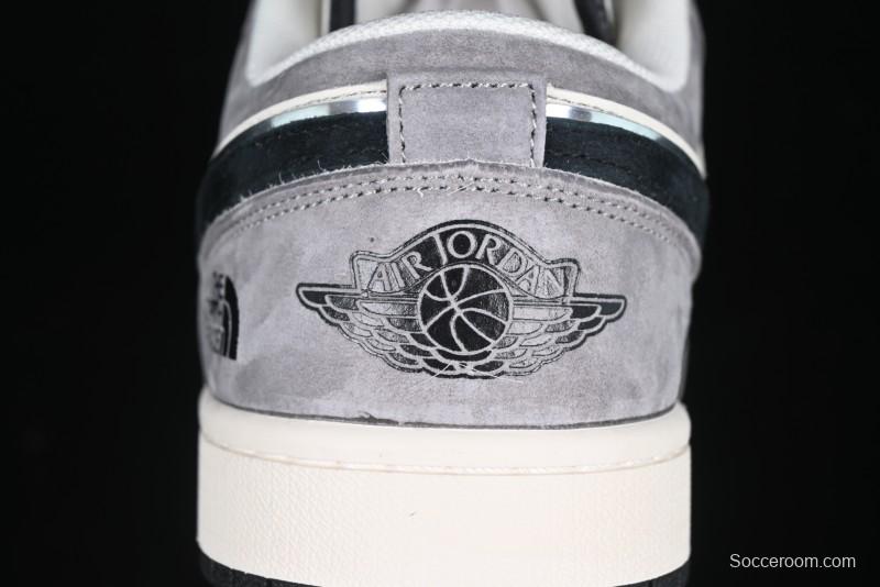 Nike Air Jordan 1 Low AJ1 The North Face Collaboration - Grey Black Toe Retro Basketball Shoes - XX3318-512