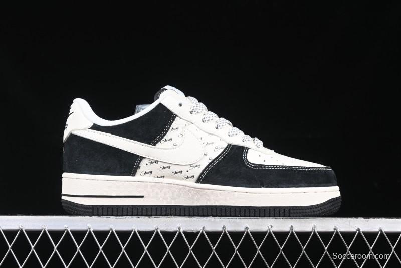 Nike Air Force 1 '07 Low Stussy Collaboration - Black White Casual Sneakers - XZ6188-671