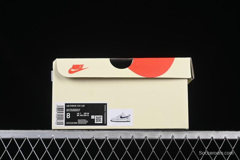 Nike Air Force 1 '07 Low Stussy Collaboration Grey Blue Swoosh Casual Sneakers - XZ3318-088