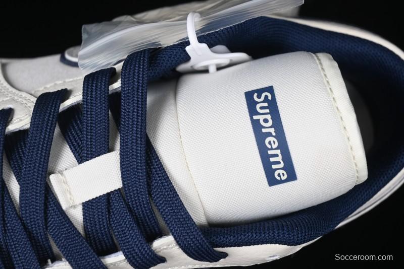 Nike Air Jordan 1 Low Supreme Collaboration - Shadow Swoosh Custom Retro Basketball Shoes - XX3318-368