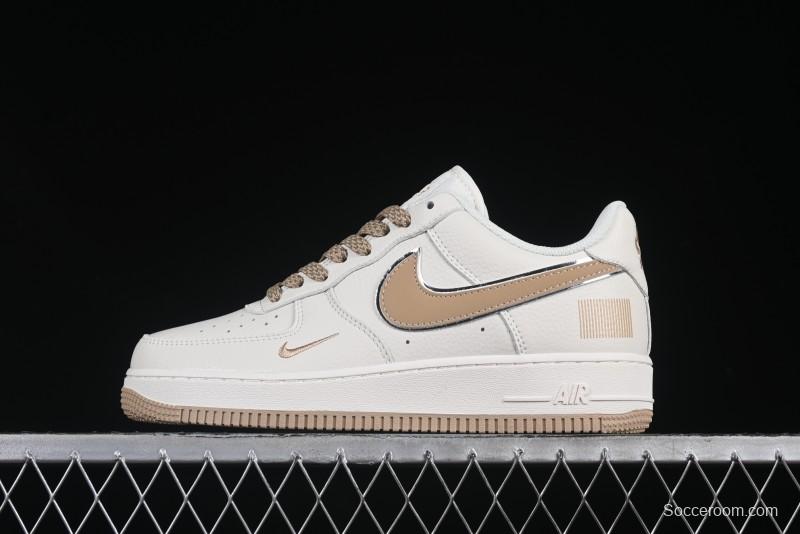 Nike Air Force 1 '07 Low QR Code Metallic Gold Star Sneakers Low-Top Casual Shoes - CU1836-965