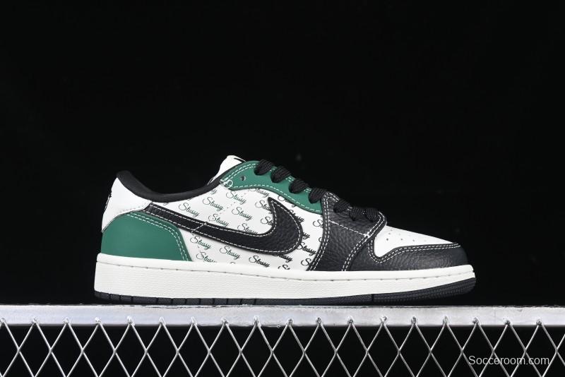 Nike Travis Scott x Fragment Design x Air Jordan 1 Low OG SP AJ1 Stussy Collaboration - Black Green - AG3702-805