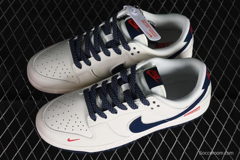 Nike Supreme x SB Dunk Low Balenciaga Collaboration - Off White Blue Canvas Anniversary High-End Custom Low-Top Casual Sneakers - XX2025-310