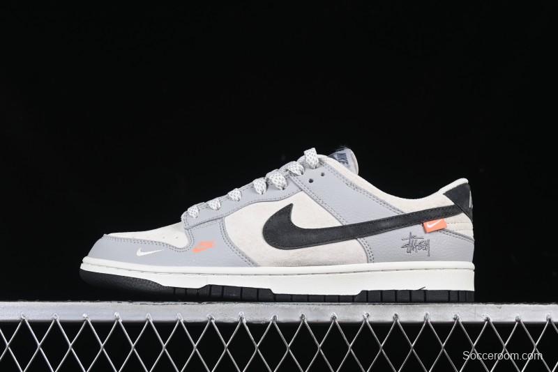 Nike SB Dunk Low Stussy Collaboration Embroidered Black Swoosh Anniversary Custom Low-Top Casual Sneakers - DJ2024-095