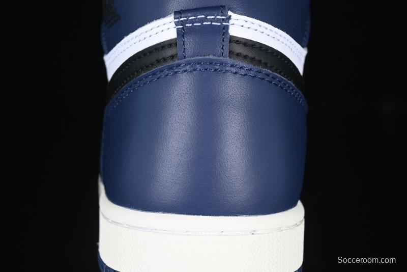 Nike Air Jordan 1 High OG "Midnight Navy" Basketball Shoes with Full Leather Construction - DZ5485-401