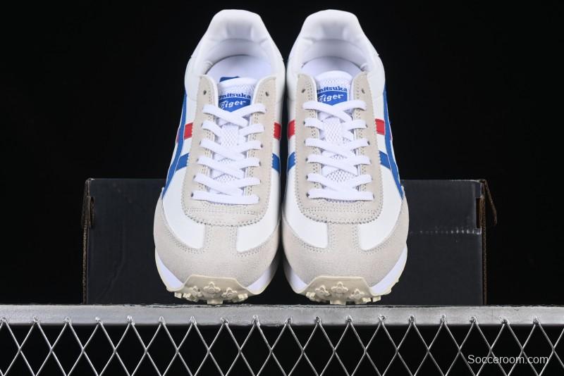 Onitsuka Tiger Vintage Runner Sneakers - White/Grey with Blue & Red Accents