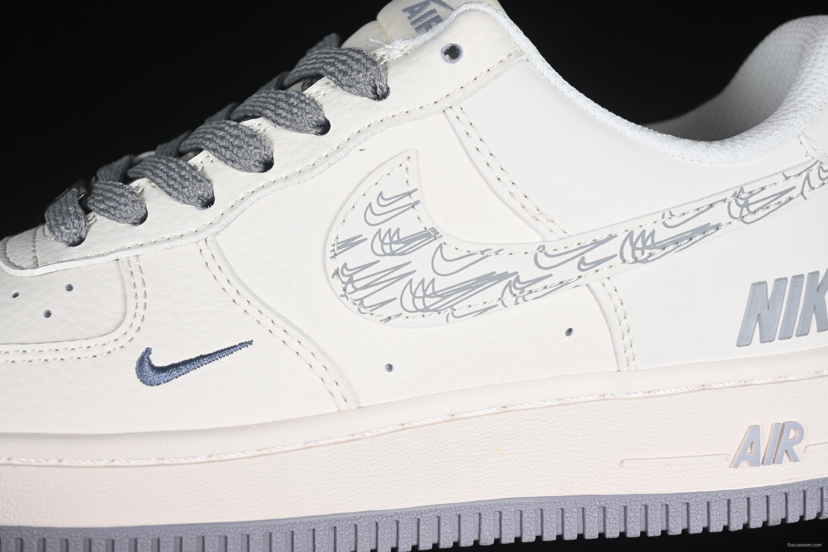 Nike Air Force 1 '07 Low Casual Sneakers in Light Grey with Mini Swoosh - HH7518-048
