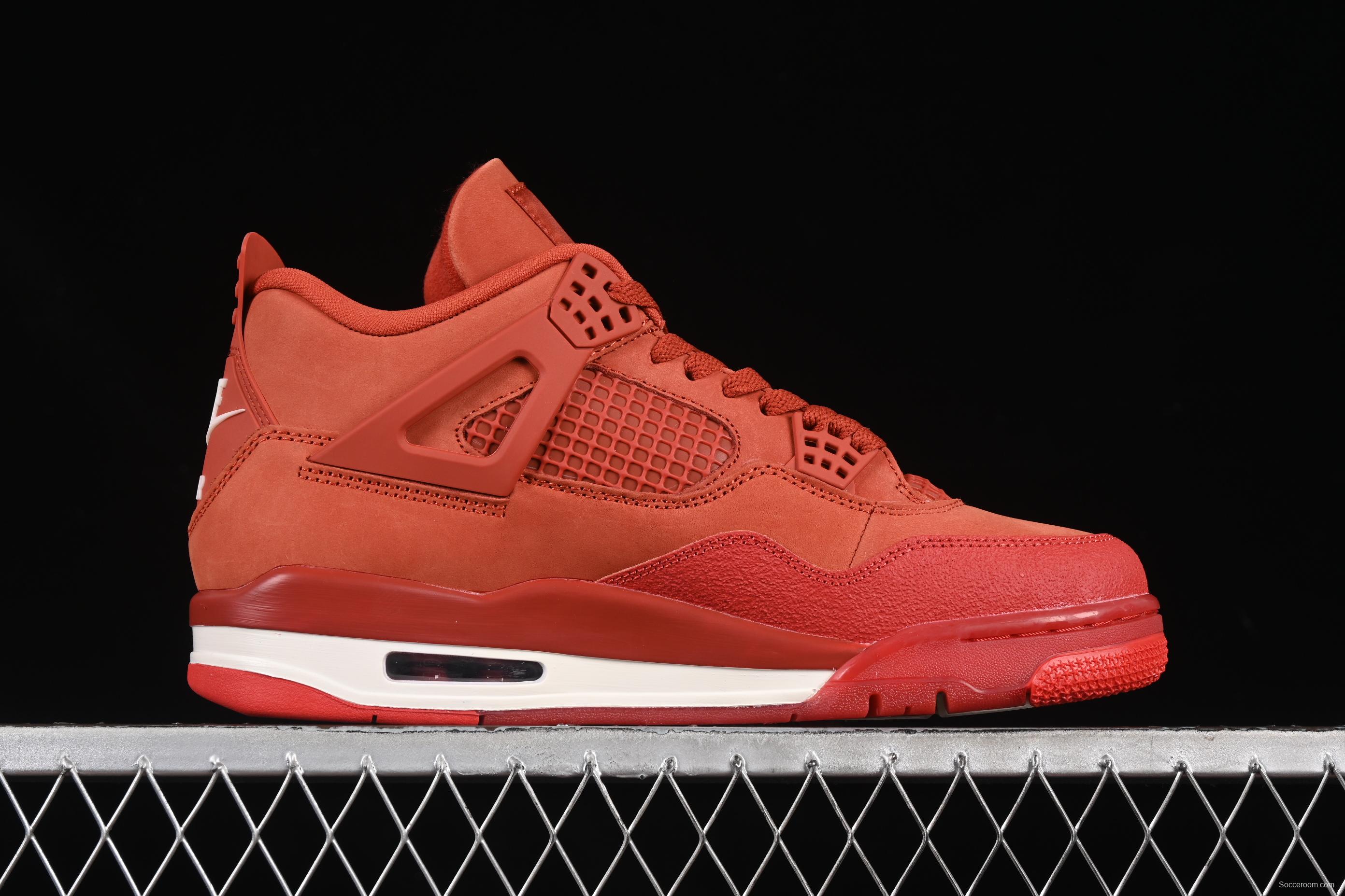 Nike Nigel Sylvester x Air Jordan 4 Retro OG "Brick By Brick" High-Top Sneakers with Suede and Leather Details - HF4340-800