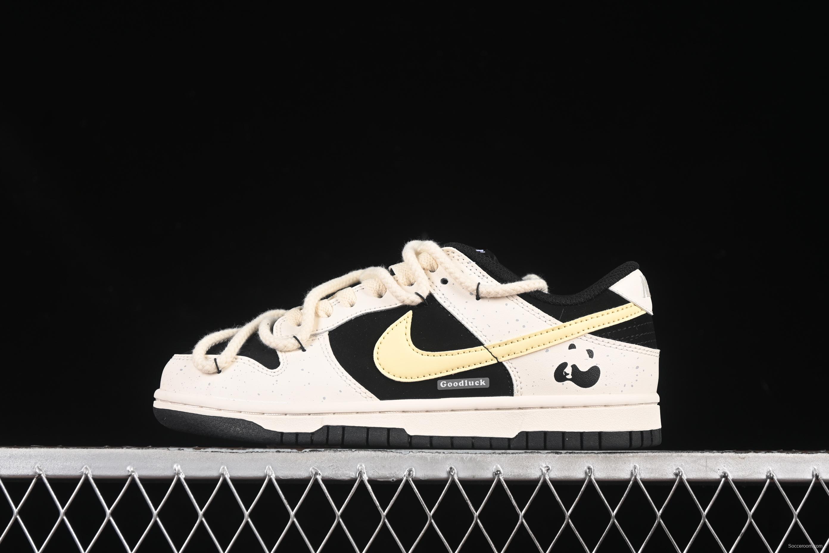 Nike Dunk Low Retro Casual Sneakers with Panda Cheesy Colorway and Splatter Effect - DD1391-100