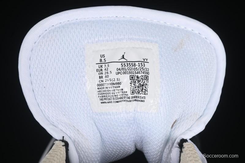 Nike Air Jordan 1 Low AJ1 Cream White Low-Top Casual Sneakers - 553558-153