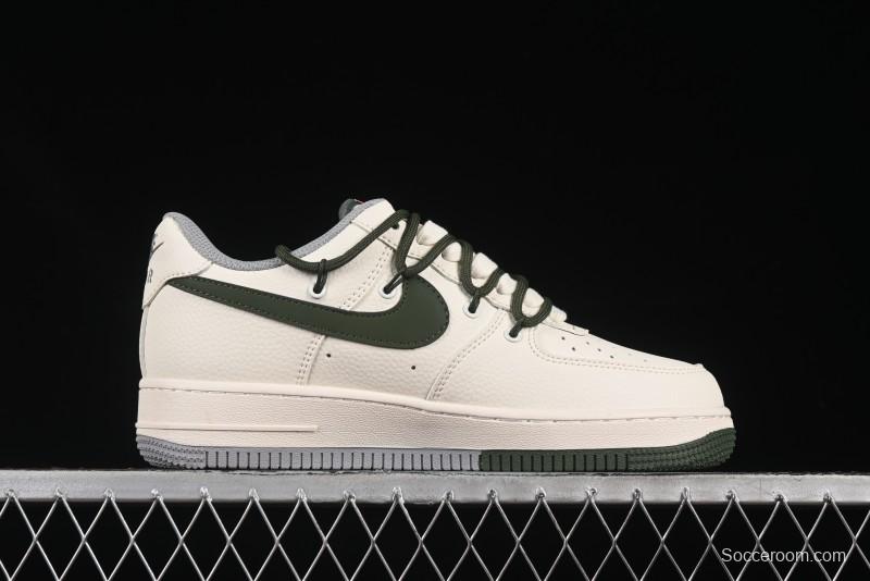 Nike Air Force 1'07 Low Supreme Collaboration Dual-Tone Grey Green Lace-Up Casual Sneakers - DM6868-070