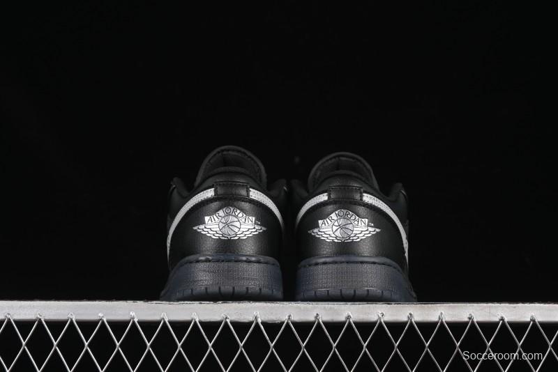 Nike Air Jordan 1 Low AJ1 Basketball Shoes Black White Canvas Leather Panel - HV5968-001