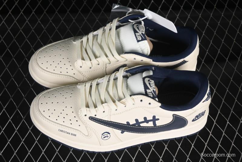 Nike Travis Scott x Fragment Design x Air Jordan 1 Low OG SP AJ1 Collaboration Sneakers - LD2025-009