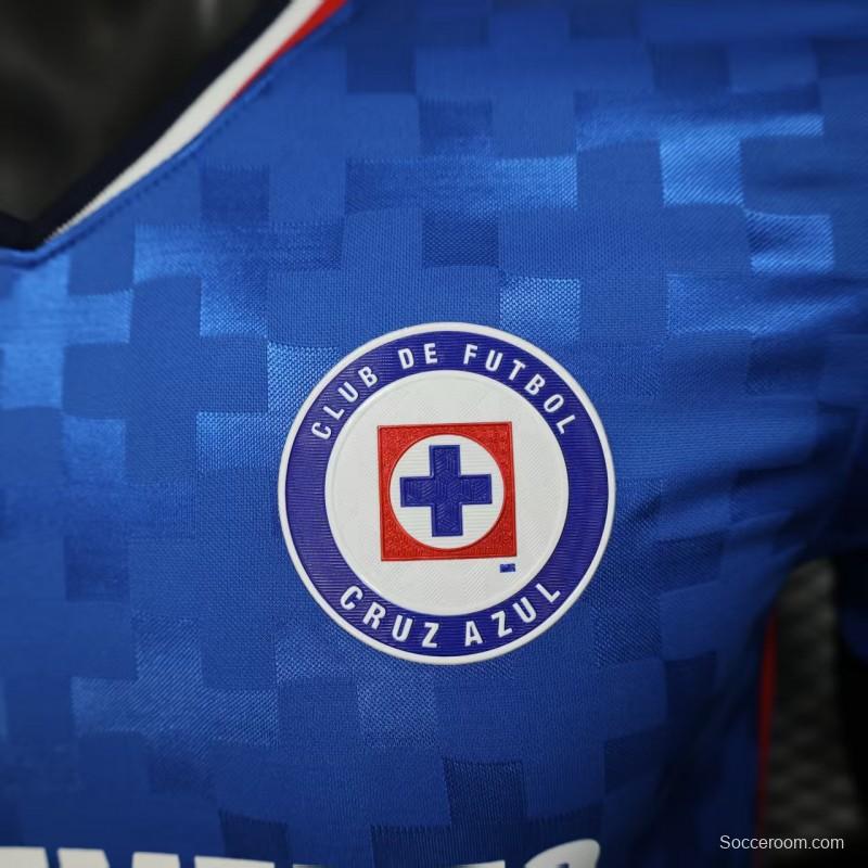 Player Version 25/26 Cruz Azul Home Blue with Digital Pixel Pattern Jersey