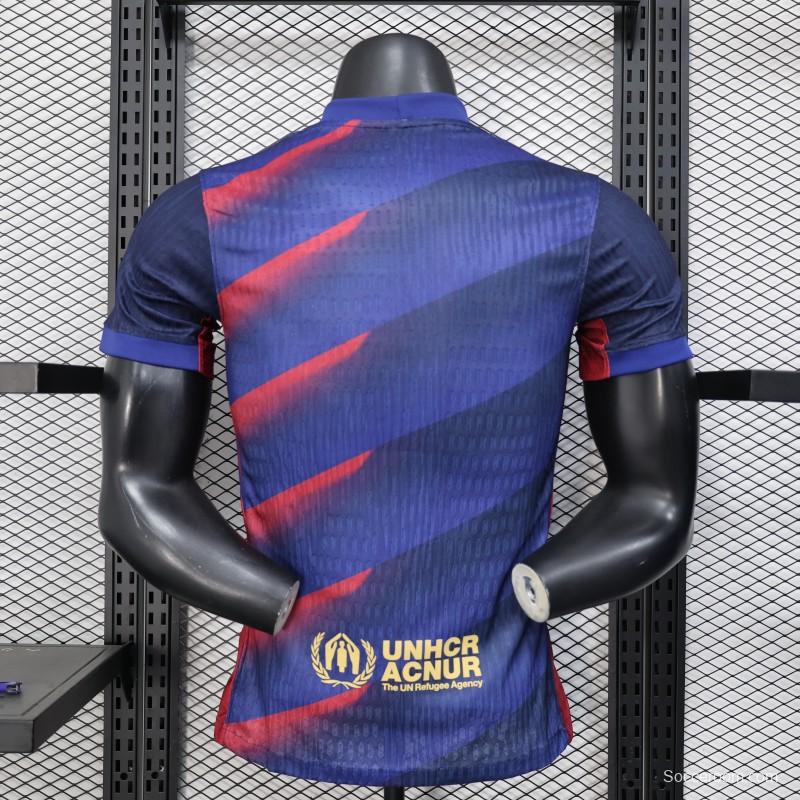 Player Version 25/26 FC Barcelona Blue with Red Diagonal Stripes Jersey