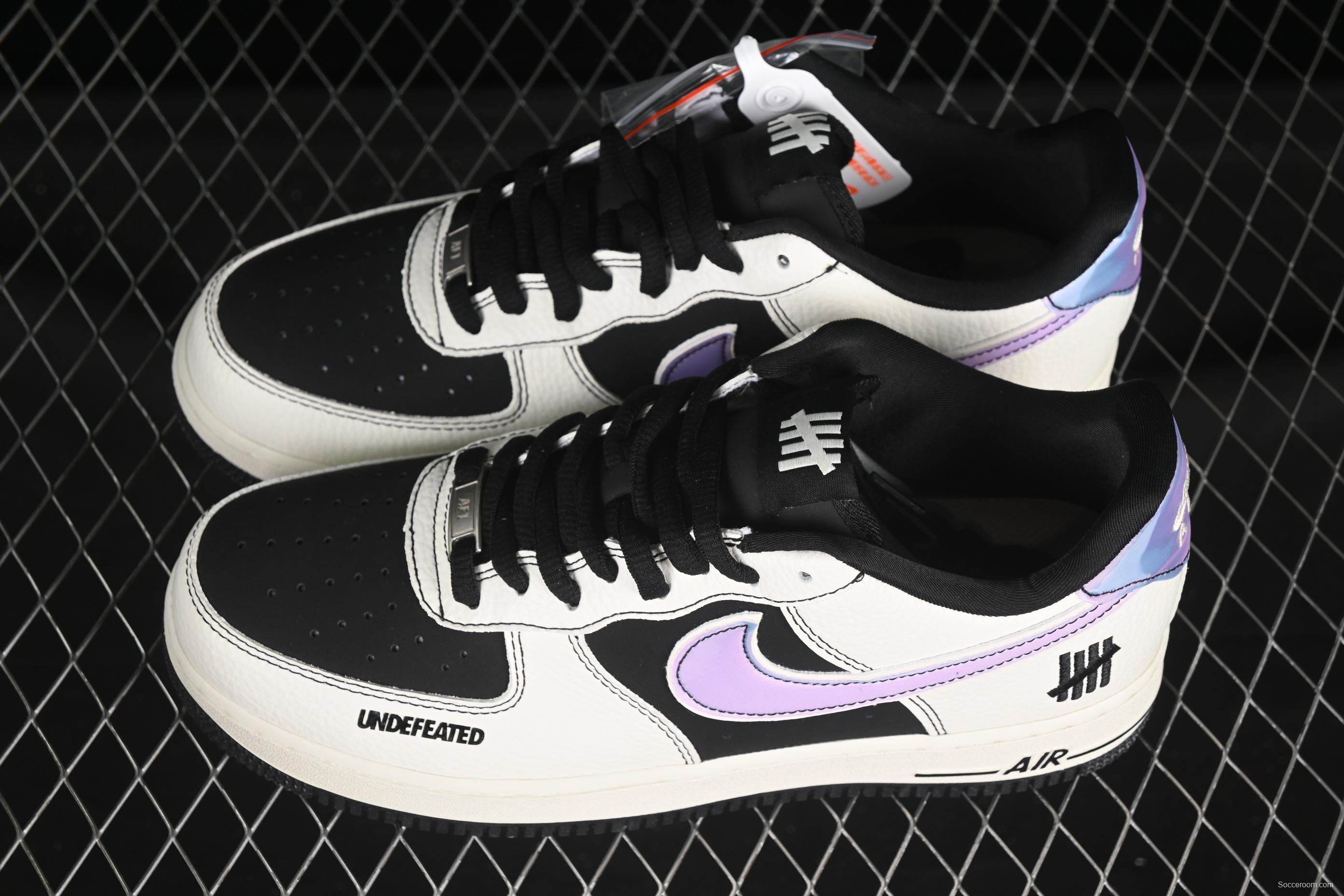Nike Air Force 1'07 Low UN Collaboration Casual Sneakers in Black White Purple - SC9207-528