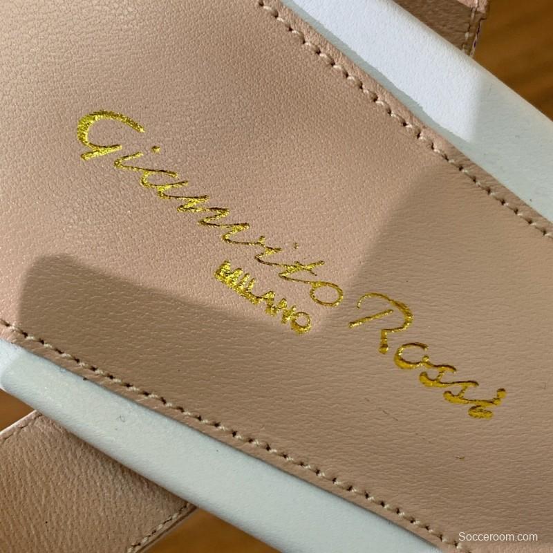 2025 Women Gianvito Rossi White Leather Cork Platform Sandals