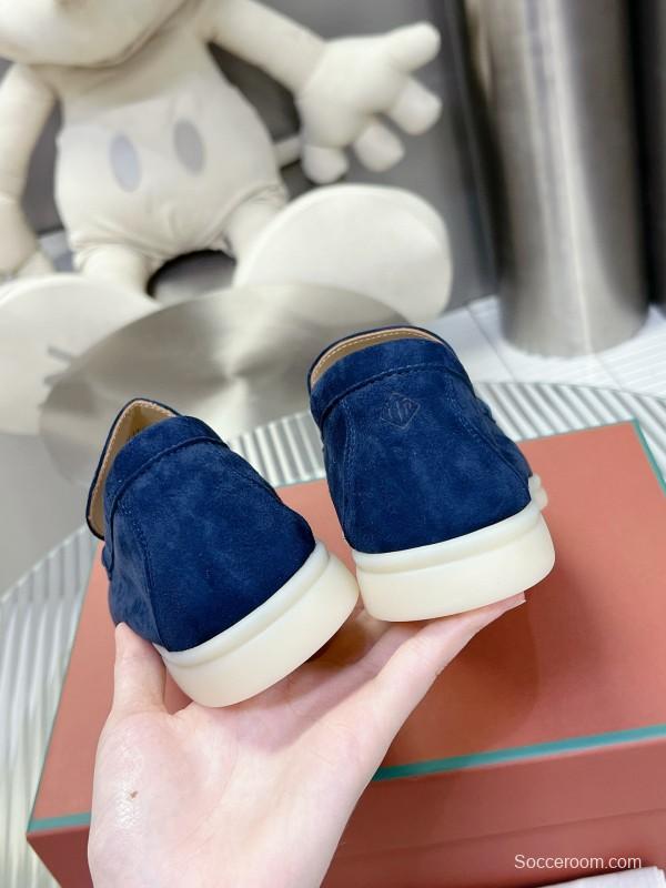 2024 Unisex Le Parmentier Blue Suede Loafers MJ00270