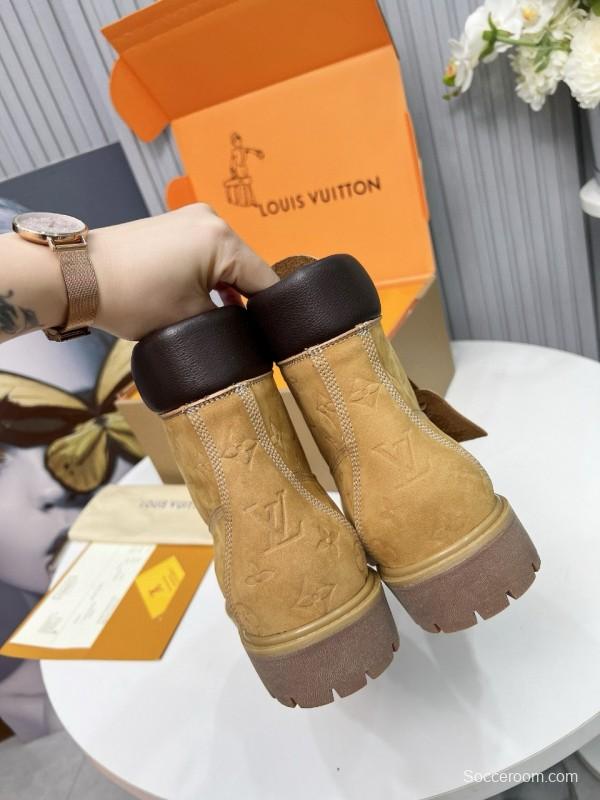 2024 Unisex Louis Vuitton Brown Nubuck Leather Ankle Boots Monogram MJ00450