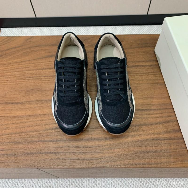 2025 Unisex Brunello Cucinelli Black Brown Suede Leather Sneakers LY