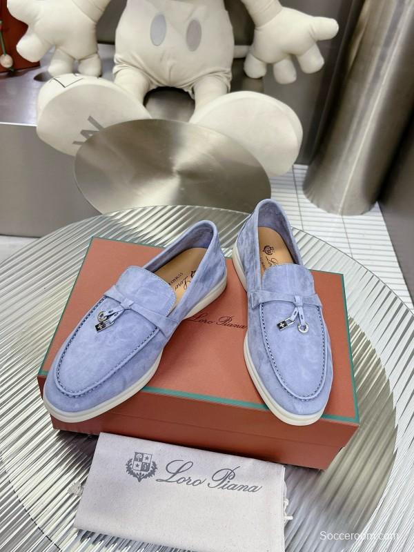2024 Unisex Le Parmentier Light Blue Suede Loafers MJ00270