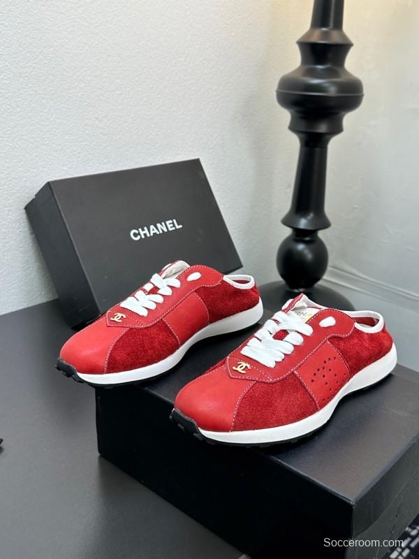 2025 Women Chanel Red Leather Casual Sneakers Fashion Craft LY00360(F)
