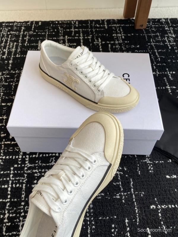 2025 Women Celine White Canvas Sneakers KFY00285