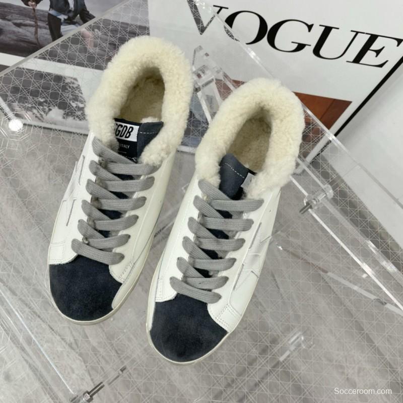 2025 Women GGDB White Black Shearling Leather Sneakers