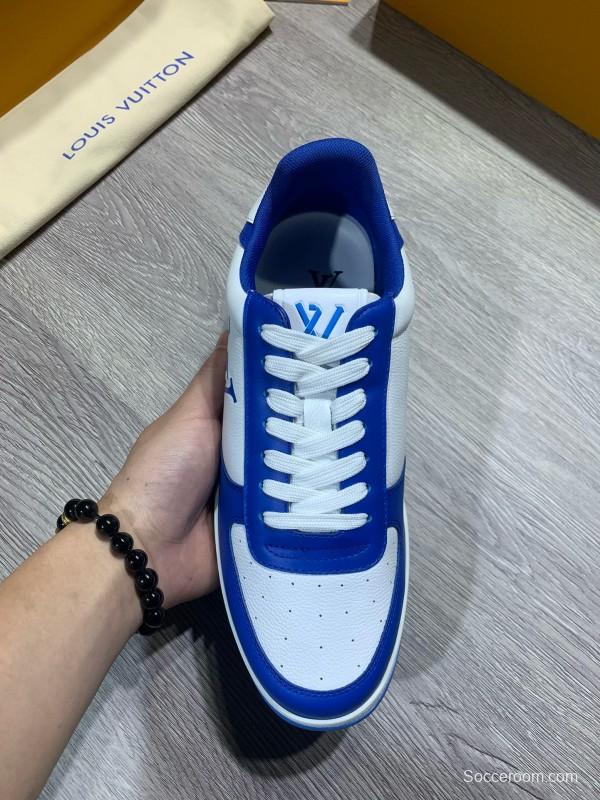 2024 Men Louis Vuitton Blue White Leather Sneakers MJ00380