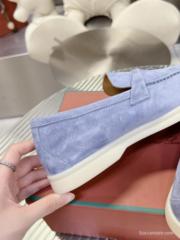 2024 Unisex Le Parmentier Light Blue Suede Loafers MJ00270