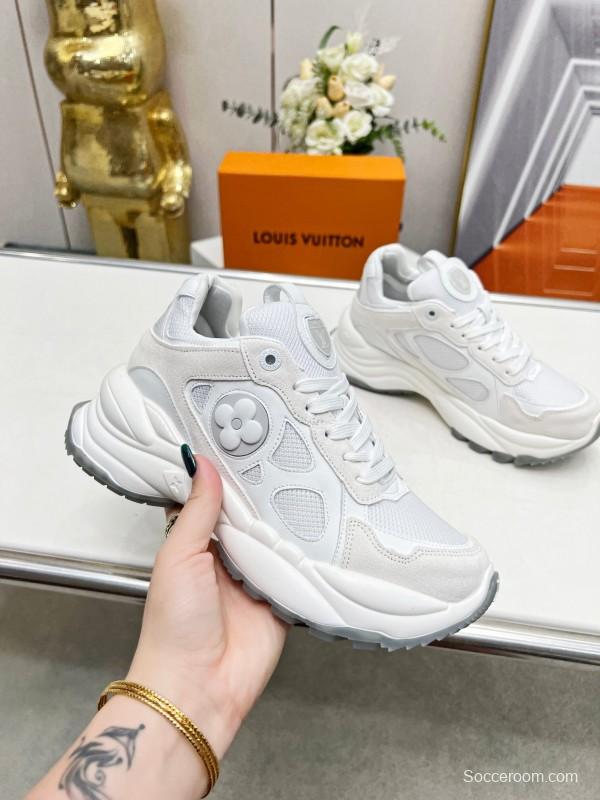 2025 Unisex Louis Vuitton White Leather Mesh Running Shoes LY00340