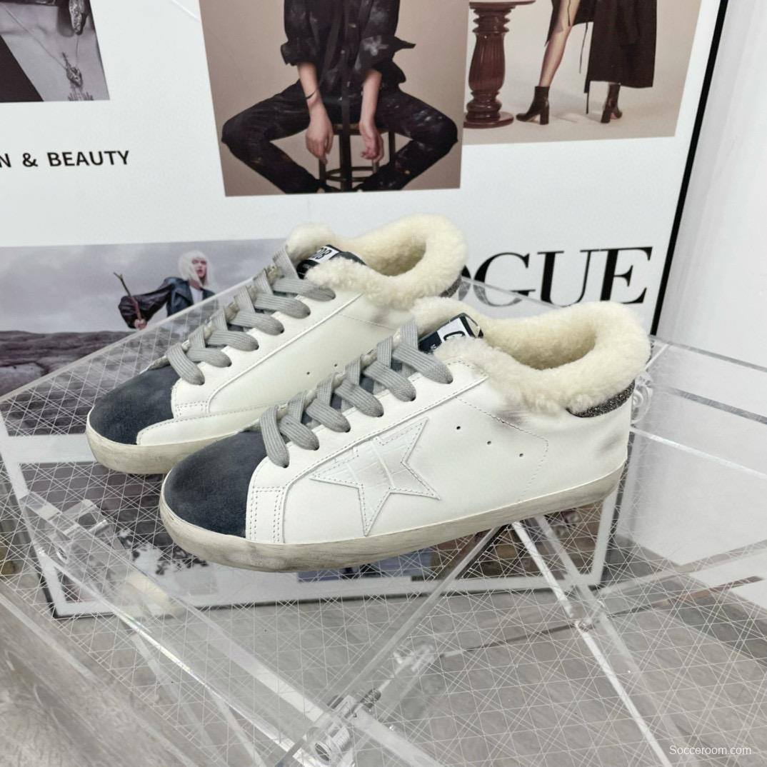 2025 Women GGDB White Black Shearling Leather Sneakers