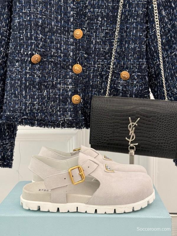 2025 Women Prada Grey Suede Casual Shoes