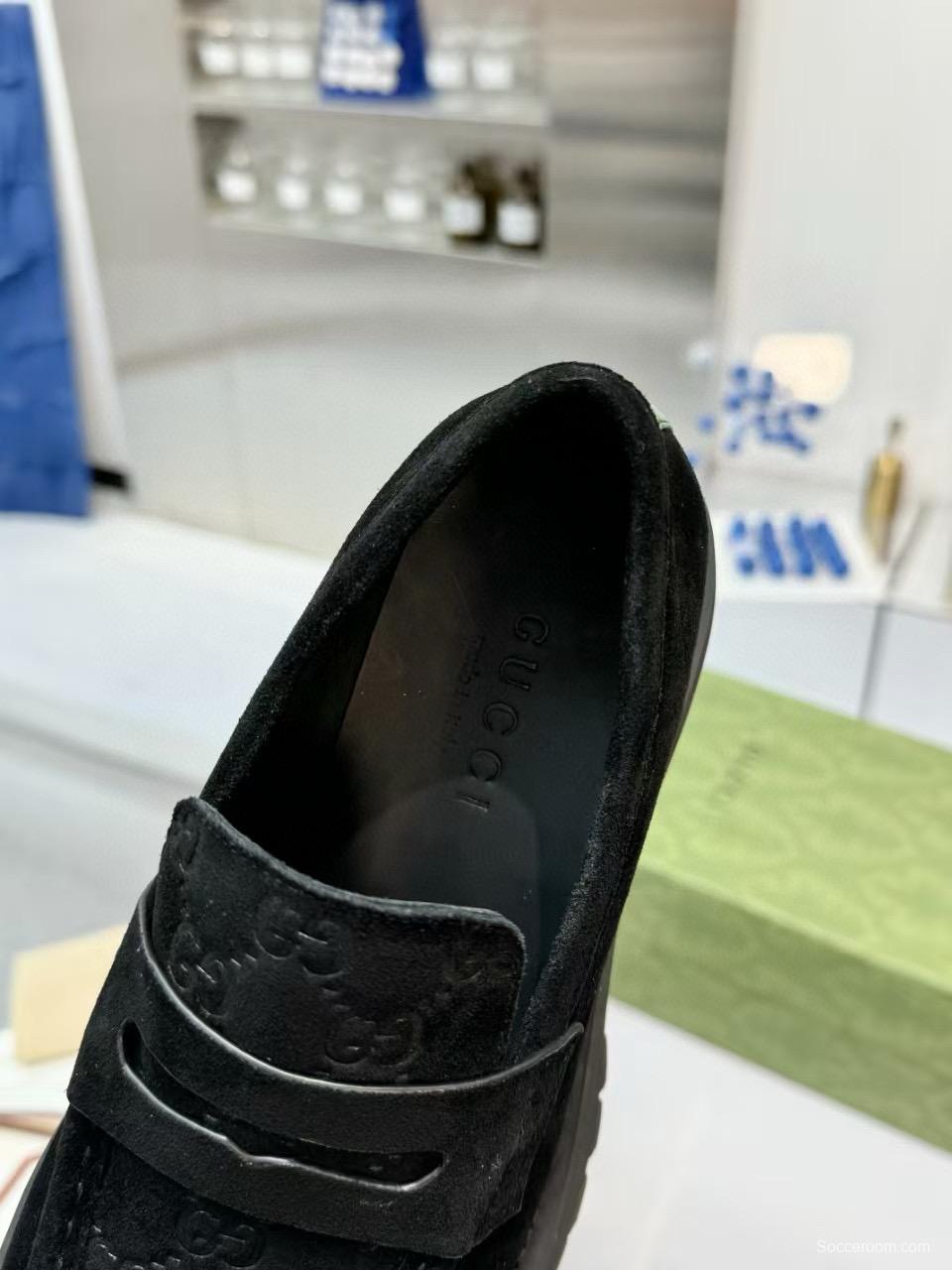 2024 Women Gucci Black Suede Leather Loafers MJ00320