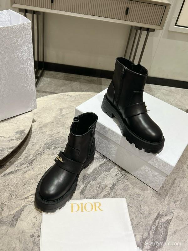 2024 Women Dior Black Calfskin Leather Ankle Boots Hardware MJ00430