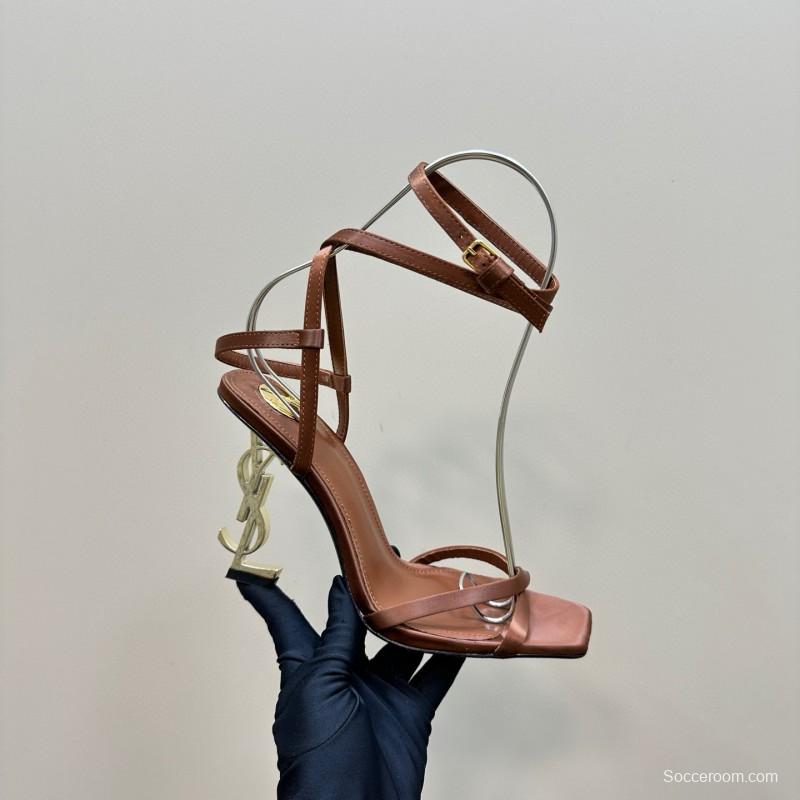 2025 Women Yves Saint Laurent Brown Leather Sandals MJ00290