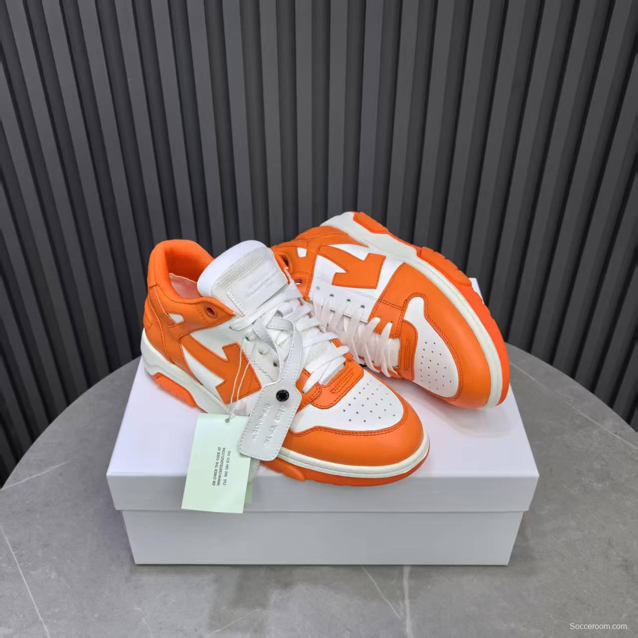2025 Unisex Off-White Orange White Leather Sneakers MJ00320
