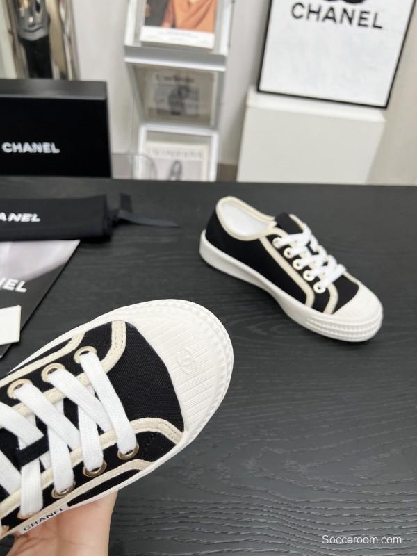 2025 Women Chanel Black Canvas Sneakers LY00230