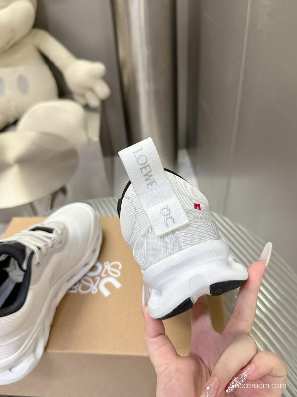 2025 Women Loewe White Black Leather Sneakers