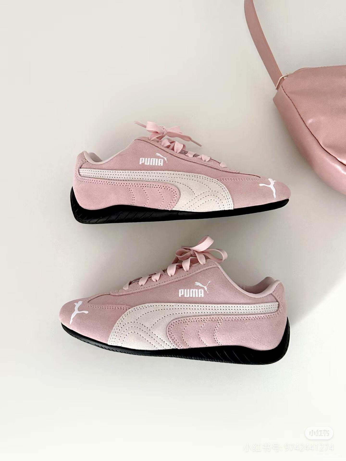 2025 Women Puma Pink White Suede Sneakers