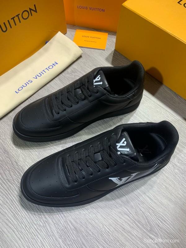 2024 Unisex Louis Vuitton Black Leather Sneakers High Frequency Brand Totem MJ00380
